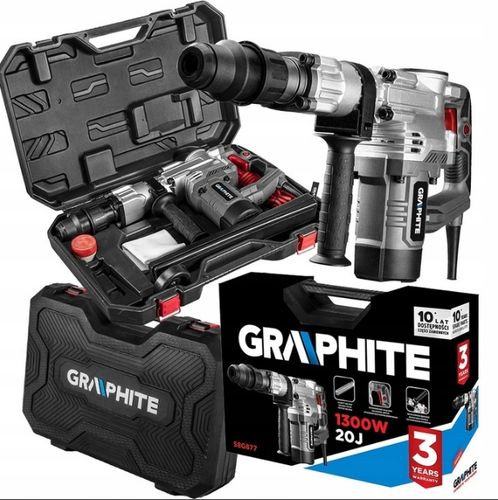 MŁOT UDAROWY WYBURZENIOWY DO KUCIA 20J SDS MAX 1300W WALIZKA GRAPHITE na Arena.pl