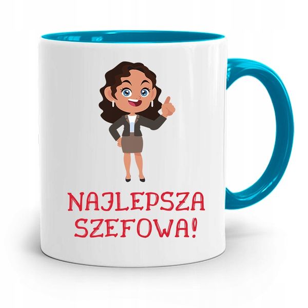 Kubek Błękitny Dla Szefa Najlepsza Szefowa Prezent Z Nadrukiem Ze Zdjęciem zdjęcie 1