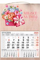 KALENDARZ wiszący 2025 jednodzielny DREWNIANY prezent twój tekst napis