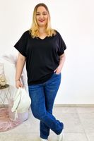 Minimalistyczna Bluzka Damska z Dekoltem V Czarna UNI