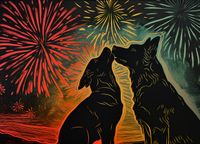 Plakat 18x13cm Psi Uścisk