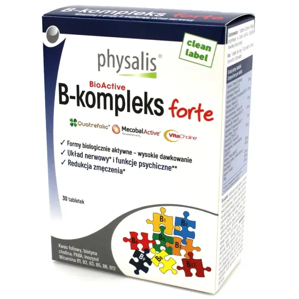 Witamina B-COMPLEX Forte 30 Tabletek - Physalis zdjęcie 1
