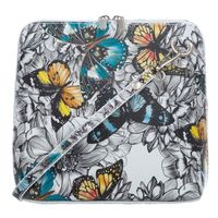 VERA PELLE torebka skórzana listonoszka stożek z paskiem V642 z motylami