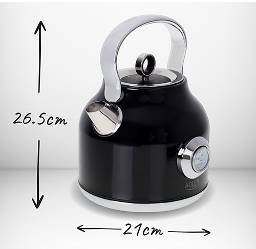 AD 1346 black Czajnik metalowy z termometrem 1,7L STRIX na Arena.pl