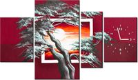 70CM 120CM OBRAZ 4 ELEM KARMAZYNOWY ZACHÓD SŁOŃCA ŚCIENNY
