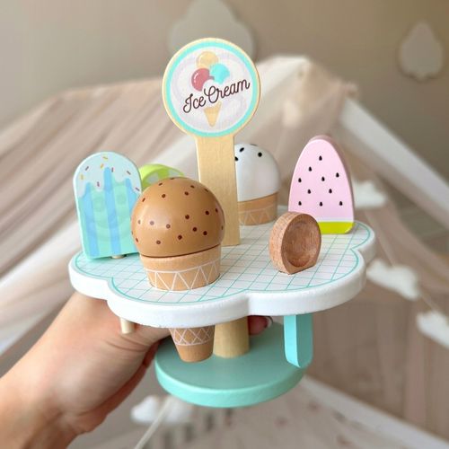 DREWNIANA LODZIARNIA KAWIARNIA ZESTAW SKLEPIK Z LODAMI NA MAGNES STRAGAN na Arena.pl