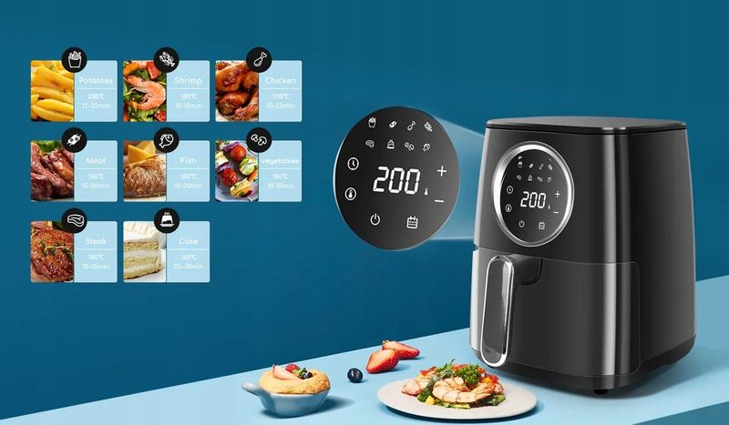 Frytkownica Beztłuszczowa Air Fryer 4.2L Moc 1400W Okno Podglądowe zdjęcie 8