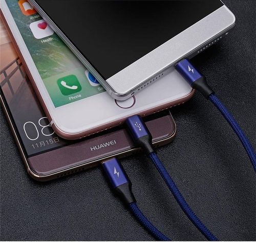 Kabel USB Micro lightning Type-C 3w1 Baseus Rapid niebieski na Arena.pl