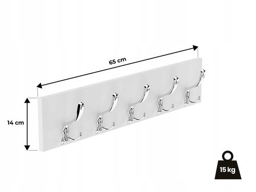 WIESZAK ŚCIENNY WISZĄCY BIAŁY DUŻY HACZYK CHROM NA UBRANIA DO PÓŁKI na Arena.pl