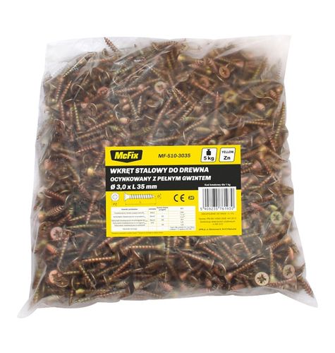 wkręt do drewna ocynk żółty 3.5*25mm - 5 kg - mf-510-3525 na Arena.pl