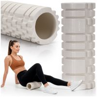 Wałek do masażu, średnio twardy, roller z wypustkami, jasny beż