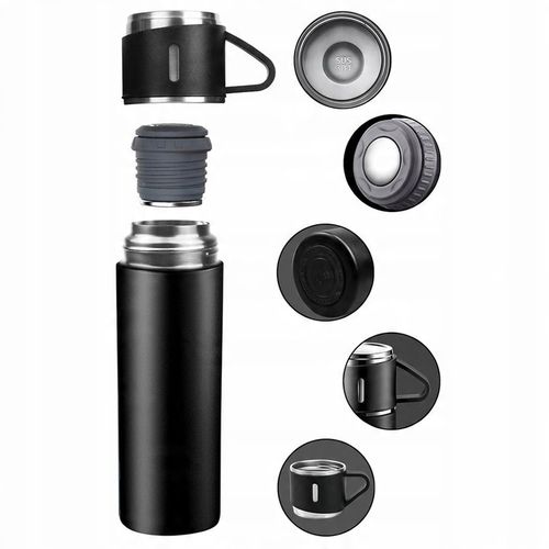 Termos Kubek DO KAWY HERBATY z dzióbkiem VACUUM LOCK STALOWY CZARNY na Arena.pl