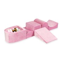 Piankowy plac zabaw z górką i z basenem micro Velvet soft różowy + 100 piłek (stare złoto, jasny róż, perła, przezroczyste)