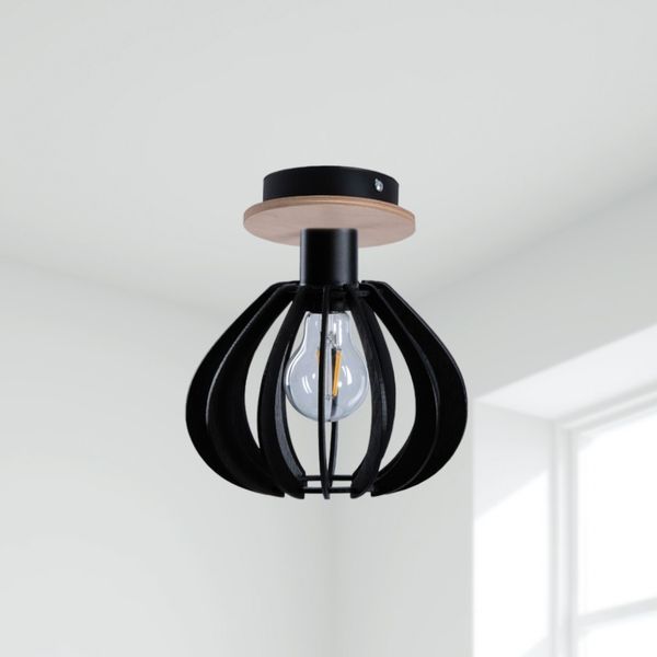 Lampa sufitowa 1xE27 NICOLETA BLACK AND NATURAL 810 zdjęcie 2