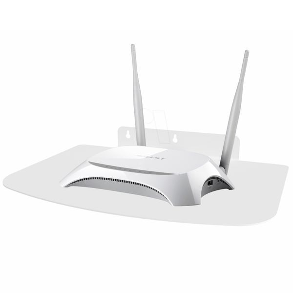 Półka metalowa ścienna uchwyt na dekoder RTV ROUTER WIFI KONSOLE biała zdjęcie 3