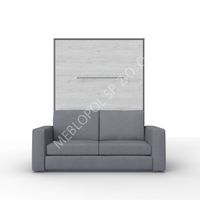 Półkotapczan MEBLOPOL 140V pionowy z sofą szary/dąb monaco z LED