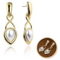 kolczyki wiszące ze stali szlachetnej platerowane 14k złotem, sztyft