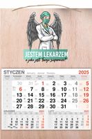 KALENDARZ wiszący 2025 jednodzielny DREWNIANY dla lekarza NADRUK UV