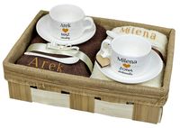 Prezent na Ślub dla Młodej Pary na Rocznicę + HAFT Ręczniki Filiżanki