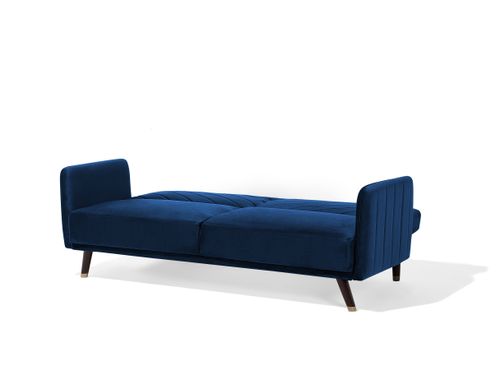 Sofa rozkładana welurowa niebieska SENJA na Arena.pl