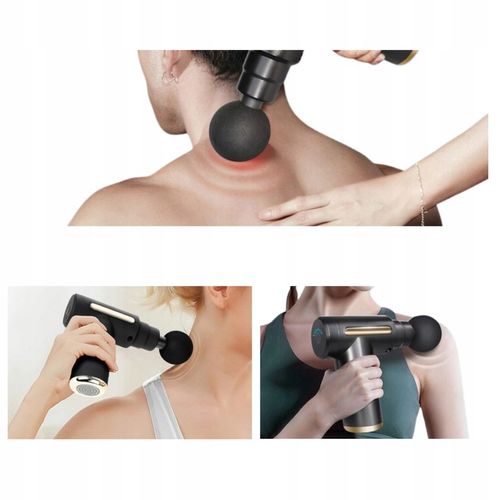 PISTOLET DO MASAŻU 4w1 MASAŻER CZYNNY DO CIAŁA Z LED I 4 KOŃCÓWKAMI CZARNY na Arena.pl