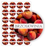 NAKLEJKI etykietki nalepki BRZOSKWINIA dżem przetwory słoiki 5 cm
