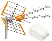 Antena DVB-T2 Televes V + MiX UHF VHF Zasilacz 12V Rozdzielacz 2 Wyjścia TV