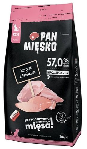 Pan Mięsko Karma sucha dla kociąt - kurczak i królik chrupki XS 1,6kg na Arena.pl