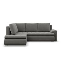 Narożnik z otomaną, lewy, BOSCO, velvet, 230x200x89 cm, szary