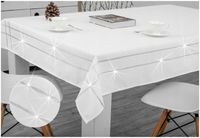 NAKRYCIE STOŁU obrus BIAŁY ZE SREBREM 130x180 świąteczny bożonarodzeniowy