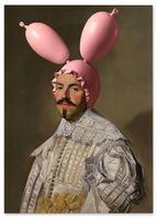 Plakat portret z różowymi uszami 70x100 cm