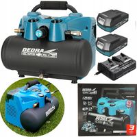 KOMPRESOR bezolejowy SPRĘŻARKA DEDRA SAS+ALL 18V 2xAku 2Ah 8bar zbiornik 6L
