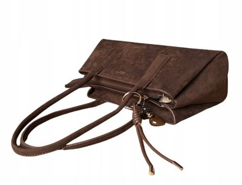 Flora&Co torebka shopper brązowy czekoladowa zamszowa torebka jamnik na Arena.pl