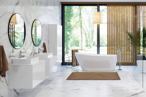 Finli szafka wisząca boczna 150 cm,  wysoka, biały połysk na Arena.pl