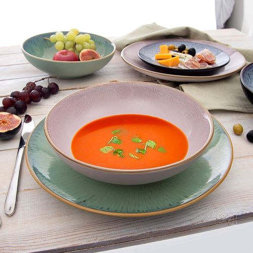 Talerz Obiadowy Duży Głęboki na Zupę Dania Ceramiczny Różowy 21 cm 900 ml na Arena.pl