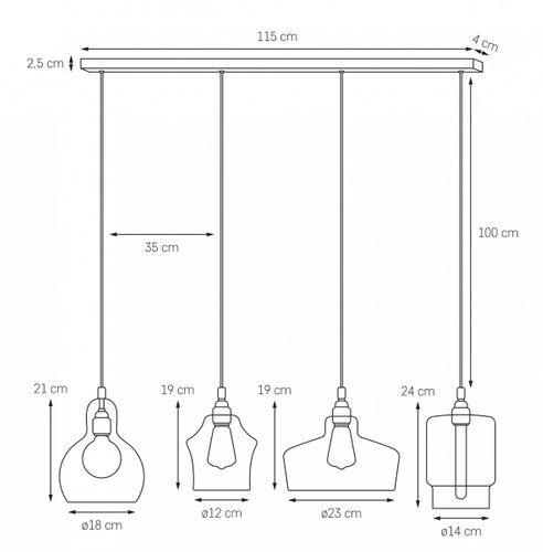 Lampa wisząca KASPA Longis Listwa 4 na Arena.pl