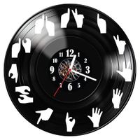 Zegar ścienny z płyty winylowej Język migowy 173.14