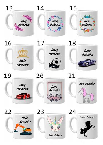 KUBEK Z NADRUKIEM PREZENT DLA CHŁOPCA DZIEWCZYNKI DZIECKA URODZINY WZORY na Arena.pl