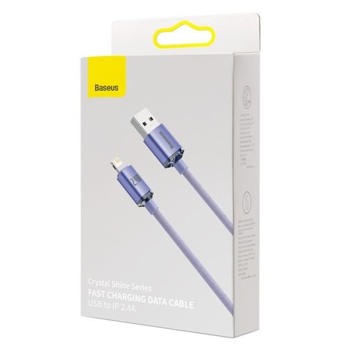 kabel usb do lightning baseus crystal shine, 2.4a, 1.2m (fioletowy) na Arena.pl