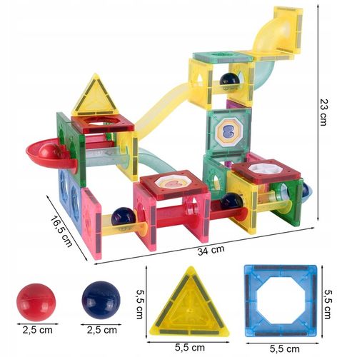 KLOCKI MAGNETYCZNE KONSTRUKCYJNE ŚWIECĄCY TOR KULKOWY ZJEŻDZALNIA 3D na Arena.pl