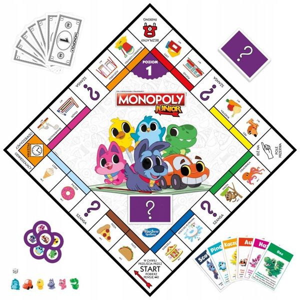Gra Monopoly Junior 2w1 dwustronna plansza PL Hasbro F8562 zdjęcie 9