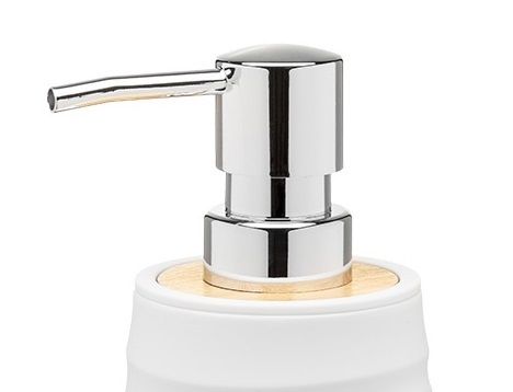 Dozownik do mydła z pompką AZURO biały mat tworzywo bambus tłoczony wzór na Arena.pl