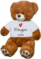 PLUSZOWY MIŚ brązowy z koszulką Z HAFTEM dla dziecka z imieniem datą