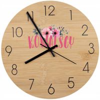 Bambusowy ZEGAR ścienny z nadrukiem UV PREZENT Z NAZWISKIEM