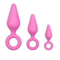 easytoys zestaw silikonowych korkow z uchwytem, 3 rozmiary, rożowy
