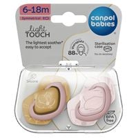 CANPOL Smoczek uspokajający silikonowy symetryczny 6-18m GOLD różowy 2 sz