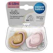 CANPOL Smoczek uspokajający silikonowy symetryczny 6-18m GOLD różowy 2 sz