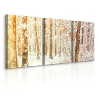 Obrazy Do Sypialni Set Zimowy Krajobraz Las Natura Pejzaż 90cm x 40cm