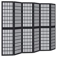 Parawan pokojowy, 6-panelowy, czarny, lite drewno paulowni