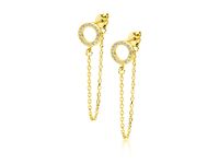 Delikatne pozłacane srebrne wiszące kolczyki celebrytka kółka circle ring cyrkonie srebro 925 Z1723EG